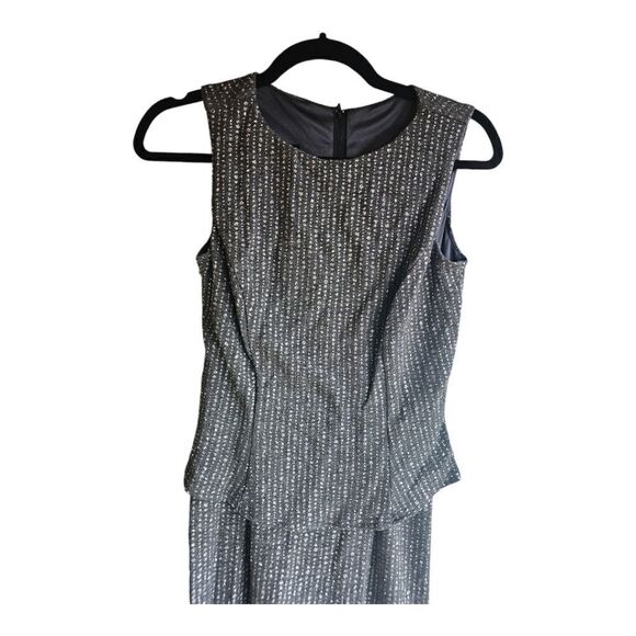 SCOTT MCCLINTOCK Millenium 2000 Gray/Silver Long Dress - Size 4 - Picture 3 of 11